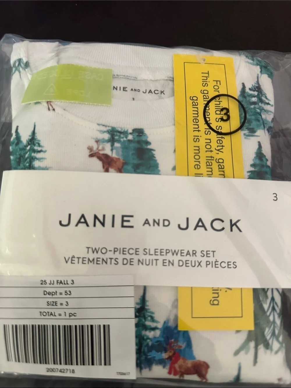 Janie and Jack White Moose & Forest Print Pajama Set unisex